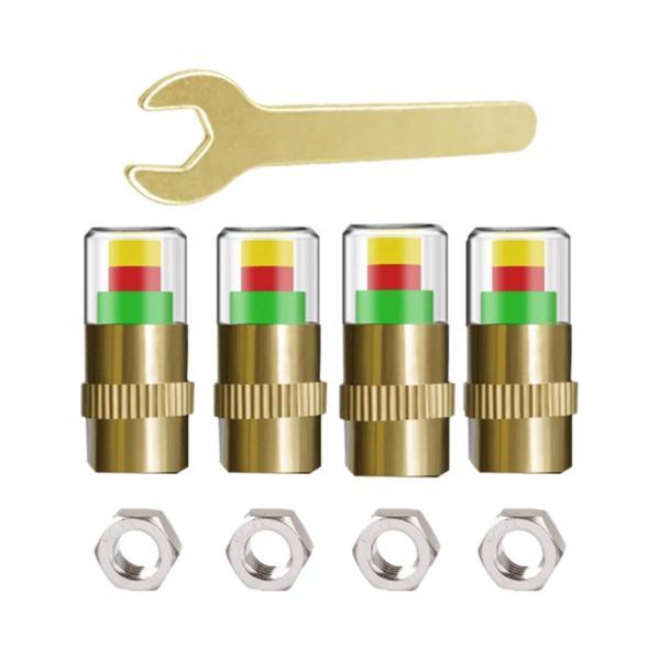 4x 車空気圧モニターバルブキャップアイリマインドゲージインジケーター銅ツール車 Suv トラック用...