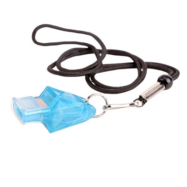 スポーツホイッスル サバイバル アウトドア用 ランヤード付き レフリーホイッスル ブルー