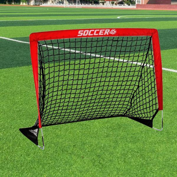 子供用サッカーゴール 簡単に設置できるサッカートレーニングネット ゲームヤード 裏庭用 赤