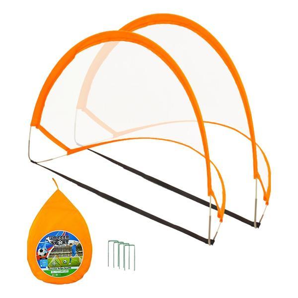 2x 子供用サッカーゴール 軽量フットボールゴールフレーム 芝生 裏庭 ビーチ用 125 x 80 ...