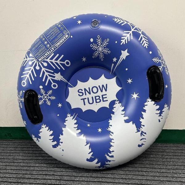 インフレータブルスノーチューブ ハンドル付き 頑丈なインフレータブルスノースレッド 冬用そりおもちゃ...