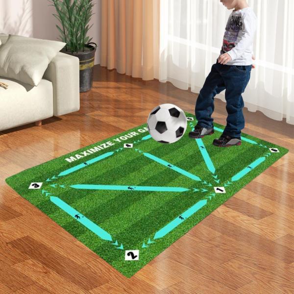 フットボールトレーニングマット 耐摩耗性 サッカー足踏みトレーニングマット 屋内用 80cmx120...
