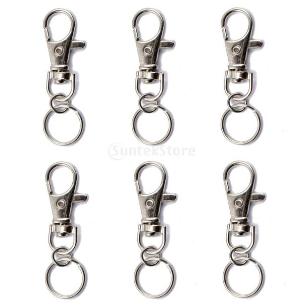 スプリットリングキーホルダー ロブスタースイベルトリガースナップフック 6個セット