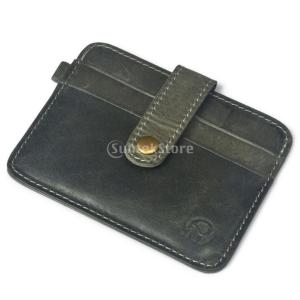 メンズPUレザーマネークリップスリム財布のidクレジットカードホルダーケースグレー