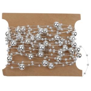 ノーブランド品 5m 釣り糸 シルバー 人工パール ビーズ