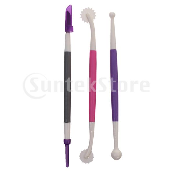 カップケーキケーキデコレーションツール彫刻モデリングキットのための3フォンダンケーキグラバーのパック