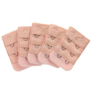 5枚入 ブラジャー延長フック 調整フック ブラジャー延長ホック 2段3フック 弾性 全5色 -