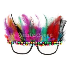 羽毛メガネ メガネ カラフルな 羽毛 眼鏡 ラインストーン