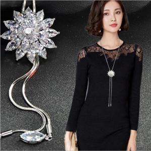 ロングネックレス セーター飾り ラインストーン キラキラ 可愛い ペンダント ネックレス 母 娘 姉妹 誕生日プレゼント