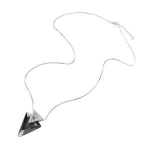 Perfk キラキラ　ネックレス　人工クリスタル　三角形　ペンダント　バンド　ジュエリー　レディース 　全2色 - 銀