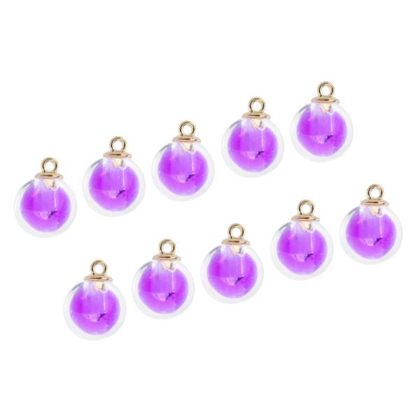 10x透明多色ラウンドクリスタルガラスボールペンダントクリスマスプレゼント紫
