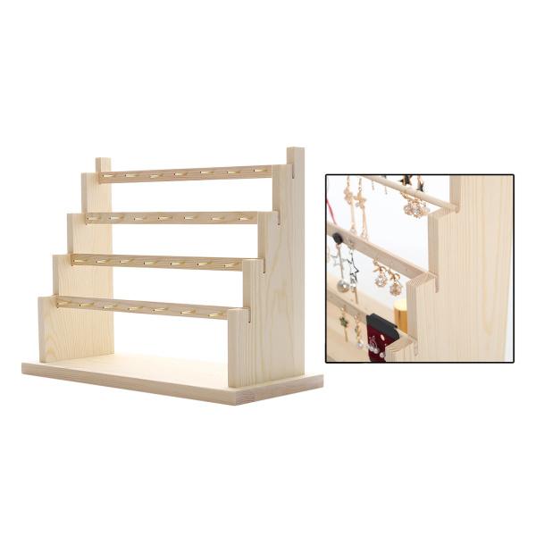 木製ジュエリー ショーケース ラック 木製リング イヤリング ディスプレイ スタンド ラック 4 層...