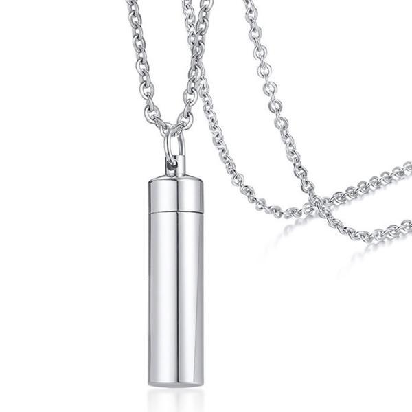 灰ロケットペンダントチャーム装飾シルバーの男性火葬壷ネックレス