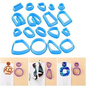 18ピースプラスチックポリマークレイカッターイヤリングキット形状キッズモールド