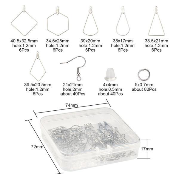 196ピース/個イヤリング作成キット40シルバーイヤリングフック80オープンジャンプリング40イヤリ...