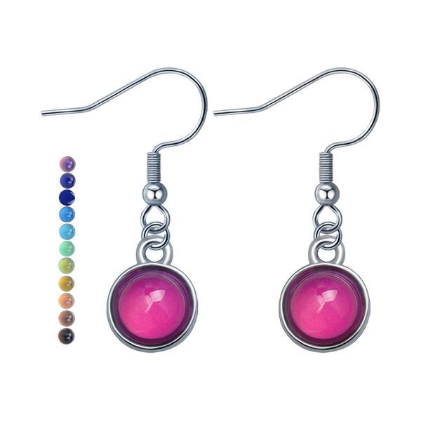 ムードフックイヤリング、ドロップイヤリング ミニマリストステートメント 合成ジュエリー カラーチェン...