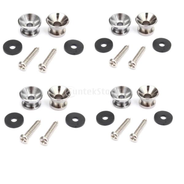 ノーブランド品 ギター ベース エンド ピン ストラップ ボタン ロック シルバー 16本