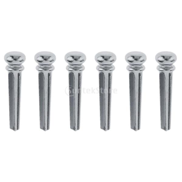 Non-brand 6本 ギター 金属 ブリッジピン 文字列 末尾 ペグブロック 銀