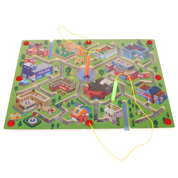 木製のパズルマグネットビーズスロット迷路磁気ペンラビリンス都市交通