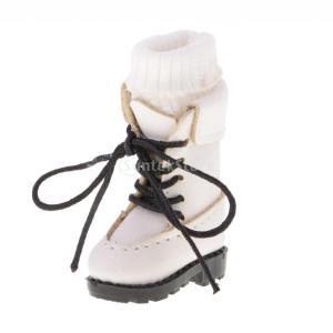 4色選ぶ　レースアップ　靴　マーティンブーツ　シューズ　12インチドール　人形用　PUレザー製 - ホワイト