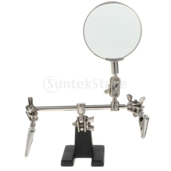 ワニ口クリップ 拡大鏡 助け手 スタンドルーペ はんだルーペ 虫眼鏡