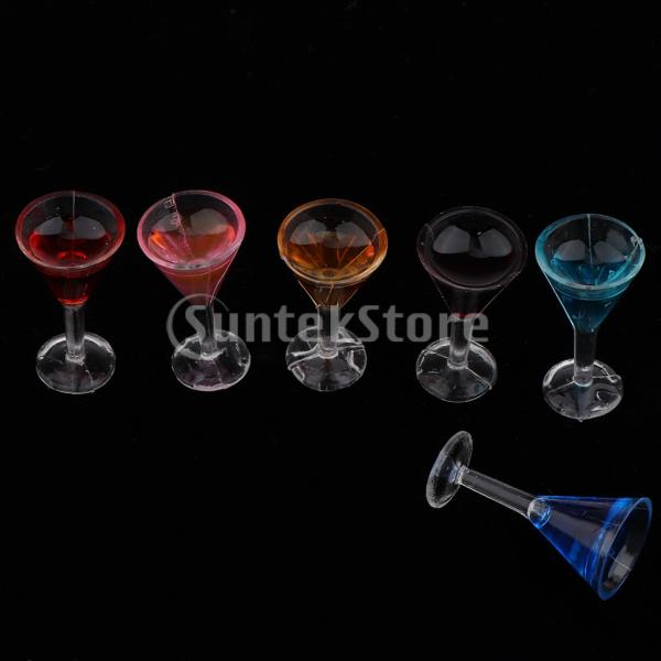 6個シャープカクテルグラスドールハウスプラスチックキッチンテーブルデコレーション