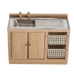 木製 キッチン家具セット ドールハウス ドール 人形用 シンクキャビ 1
