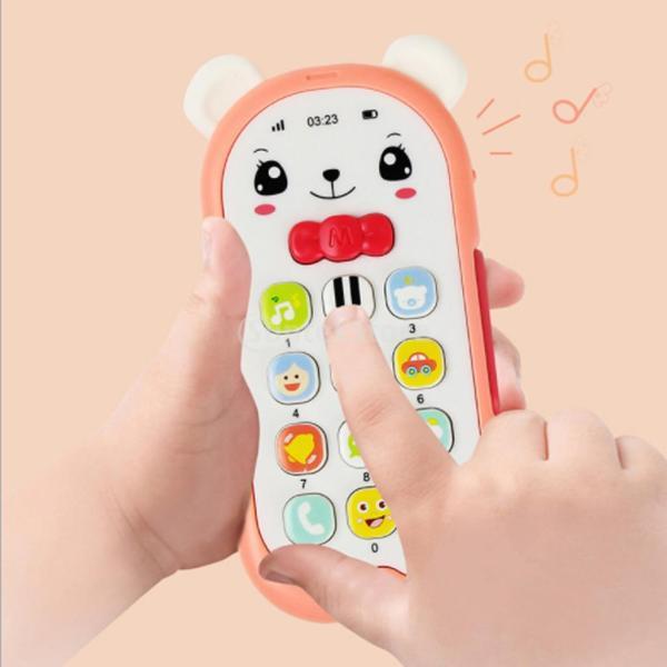 知育玩具 音楽 電話音楽サウンドマシン 光る 曲 早期教育 英語知育 赤ちゃん 電話おもちゃ ピンク