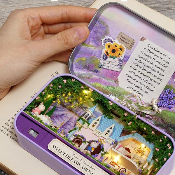 3Dウッドドールハウスロマンチックな城のパズルキットシアターボックス誕生日のおもちゃギフト