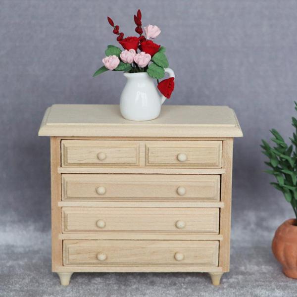 ミニチュアキャビネットドールハウス木製キャビネット1:12家具ディスプレイ装飾アクセサリーの子供たち