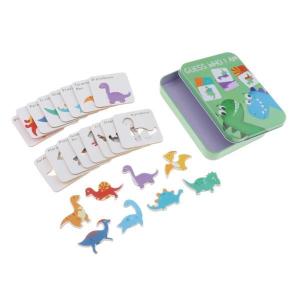 フラッシュカードを学ぶ子供たちは箱の恐竜で昆虫のおもちゃのジグソーパズルの形を加工します｜STKショップ