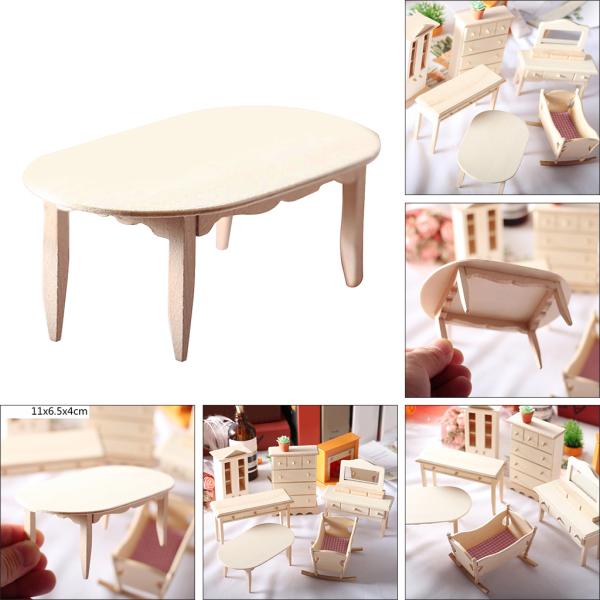 木製ドールハウス家具セットデコレーション1/12スケールおもちゃダイニングテーブル