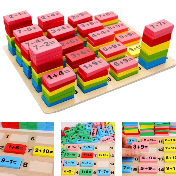 110x木製子供数学計数盤数字ドミノ教育数学のおもちゃスタッキングブロックギフト子供のための