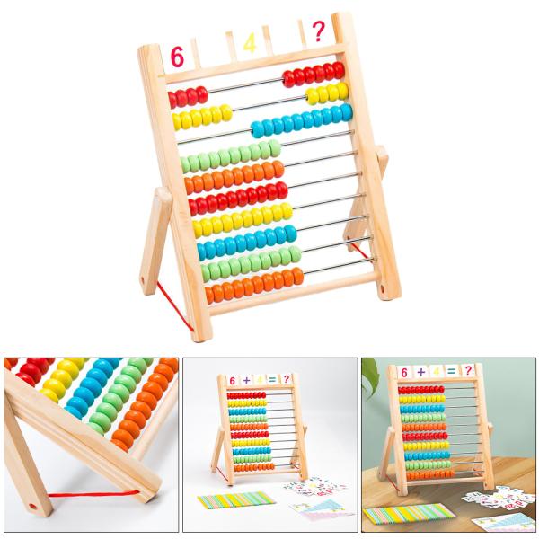 木製教育そろばん子供のための早期数学木製カウントフレームと番号の色認識教育補助教材