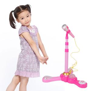 カラオケマシンおもちゃマイクセット子供用携帯電話に接続ピンク