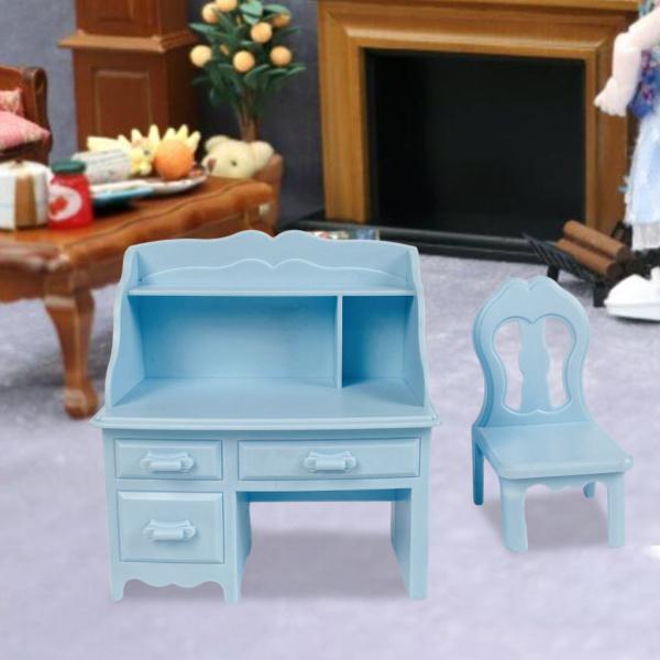 16cmの人形の装飾の青のための手作りのABSプラスチック研究机の家具