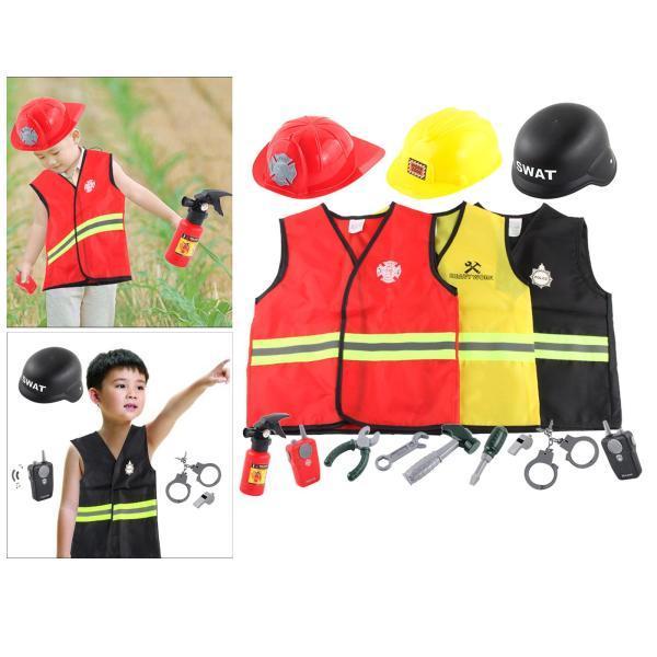 カーニバルのクリスマスの幼児のためのかわいい消防士の衣装警察の制服の服
