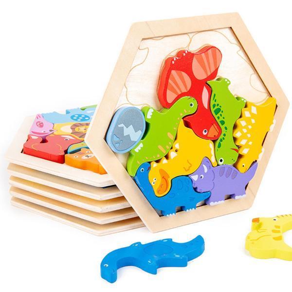 木製ジグソーパズルソーティングスタッキングブロック知育おもちゃ恐竜
