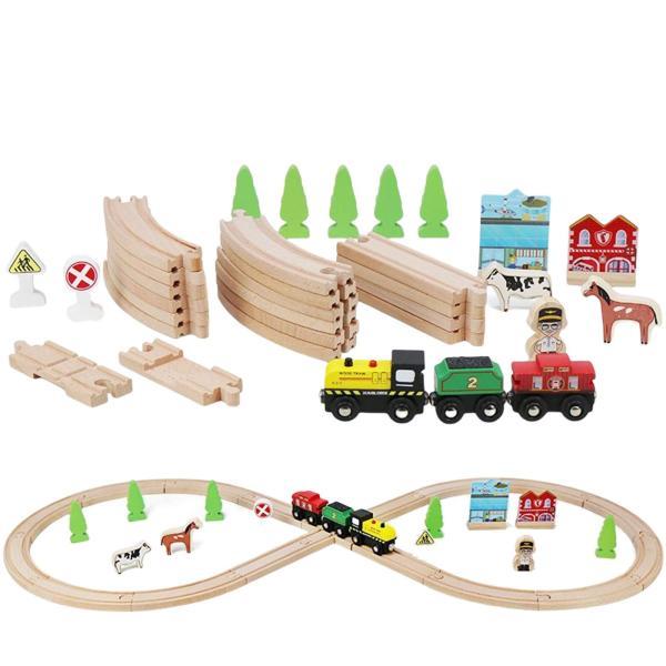 子供の誕生日プレゼントのための木製の列車セット早期学習教育玩具