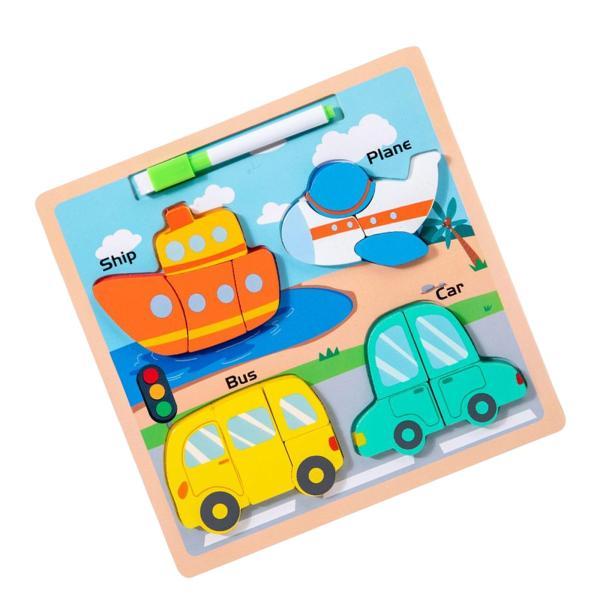 木製パズル お絵かきボード 色の形 子供の乗り物の学習活動
