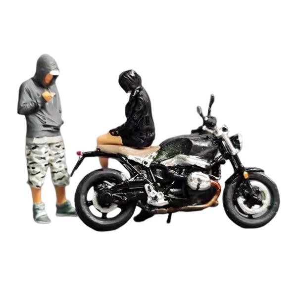 手描き 1:64 フィギュア オートバイ ジオラマ 樹脂人形 砂 テーブル シーン 小さな人々 コレ...