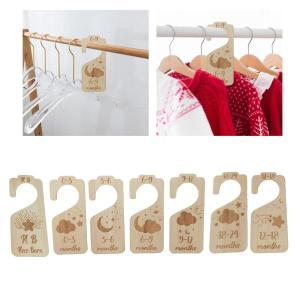 ベビークローゼットディバイダー 7個 木製 幼児 子供服ディバイダー ホームギフト用 ブラウン｜stk-shop