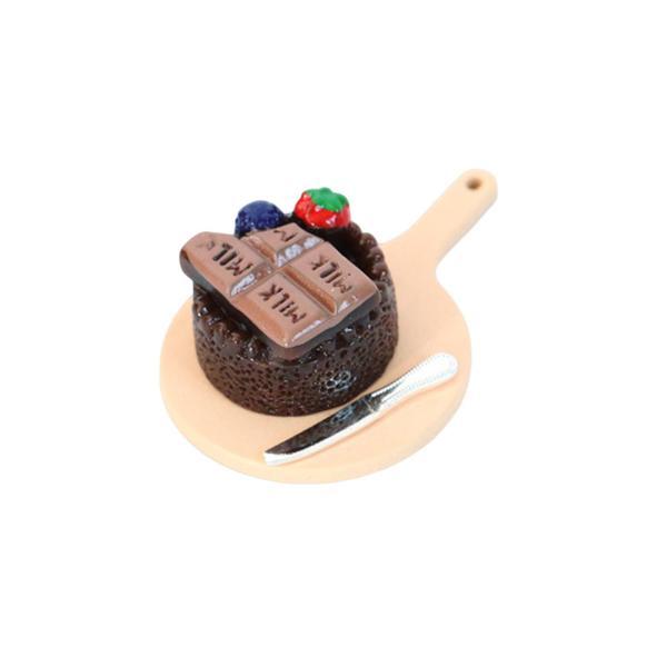 ドールハウス DIY ごっこ遊びキッチンアクセサリーセット ミニチュアシーン用 チョコレートケーキ