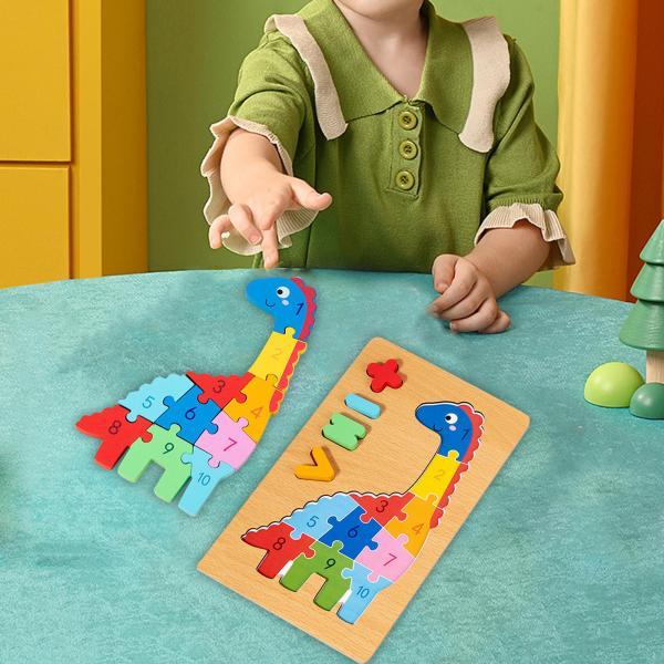 数字パズル モンテッソーリ おもちゃ 3歳 就学前 細かい運動能力を養う 恐竜