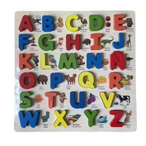木製アルファベットパズルボード カラフルな教材 男の子 女の子 子供 ティーン スペイン語の手紙