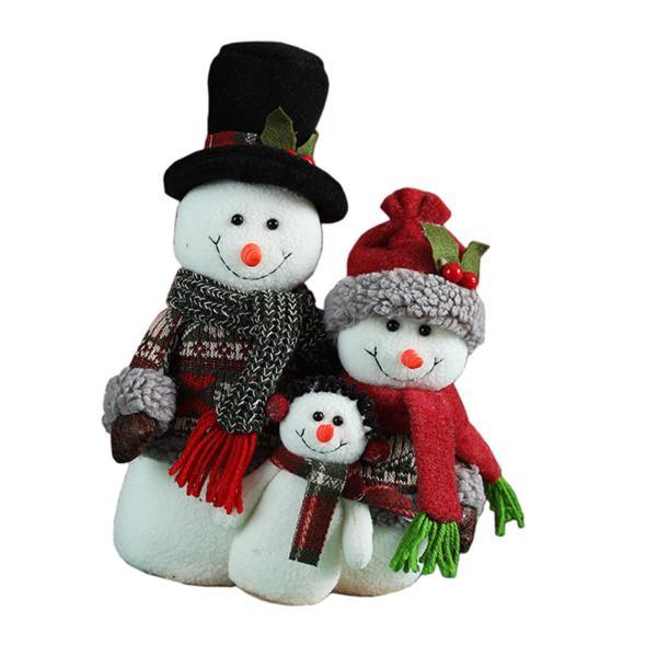 雪だるまフィギュア クリスマス 家族の置物 スタンディンググッズ クラシック 手作り 布人形 クリス...