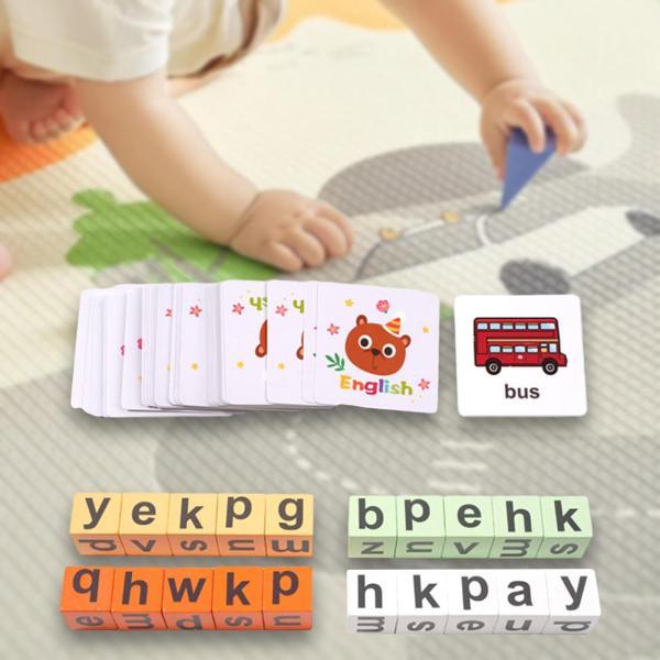 短母音スペルゲーム 教育玩具 単語カード付き 文字パズル 文字フラッシュカード 子供の日の誕生日用
