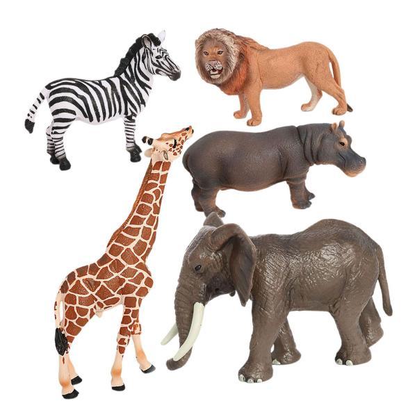 5x 森の動物モデル動物の置物デスクトップ装飾ミニチュア象野生動物動物フィギュアおもちゃパーティーの...