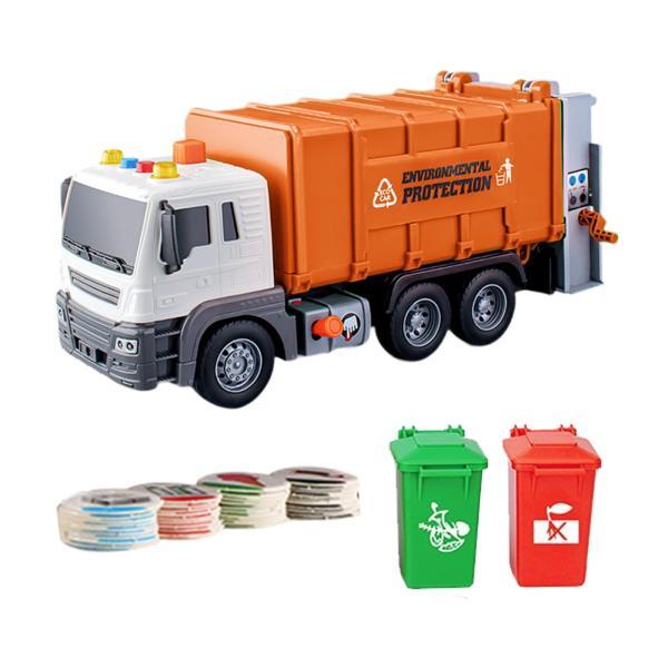 大型ゴミ収集車のおもちゃ リアルなゴミ収集車のおもちゃ 4〜7歳 幼稚園児向け オレンジ