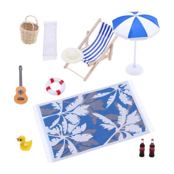 ビーチミニチュアドールハウス装飾ガーデンドールハウスアウトドアアクセサリー、毛布、ビーチマイクロラン...